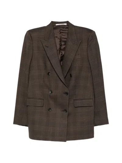 Tagliatore Check-pattern Double-breasted Suit In Brown