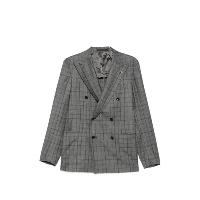Tagliatore Check-pattern Double-breasted Suit In Gray