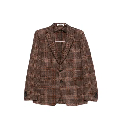 TAGLIATORE CHECK-PATTERN NOTCHED-LAPEL BLAZER