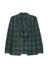 Tagliatore Check-pattern Notched-lapels Blazer In Black