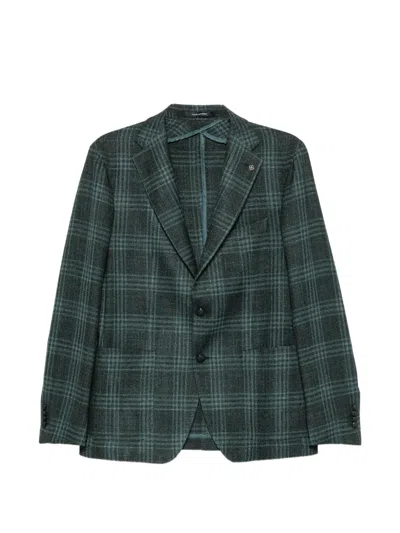 Tagliatore Check-pattern Notched-lapels Blazer In Black