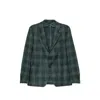 Tagliatore Check-pattern Notched-lapels Blazer In Green