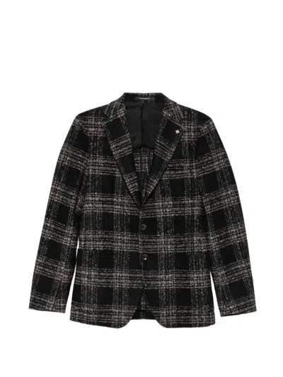 Tagliatore Check-pattern Single-breasted Blazer In Black