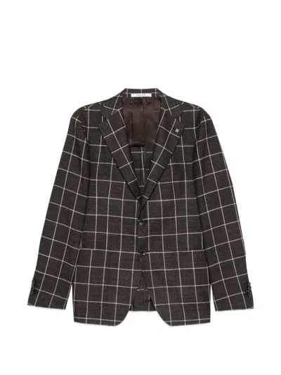 Tagliatore Check-pattern Single-breasted Blazer In Brown
