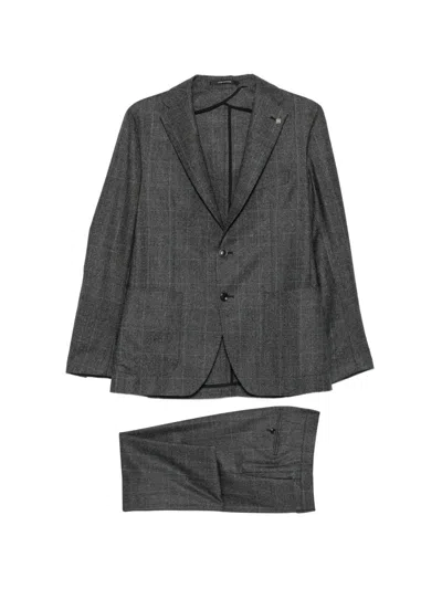 Tagliatore Check-pattern Single-breasted Suit In Gray