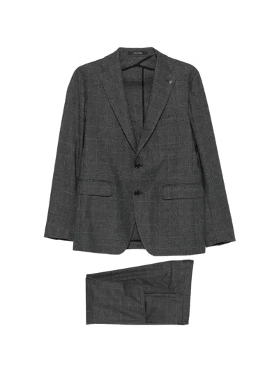 Tagliatore Check-pattern Single-breasted Suit In Gray