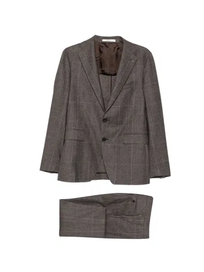 Tagliatore Check-pattern Wool Suit In Brown