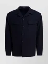 Tagliatore Chest And Side Pockets Collared Long Sleeves In Blue