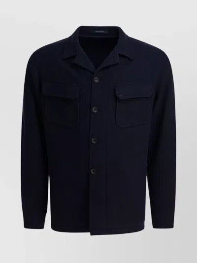 TAGLIATORE CHEST AND SIDE POCKETS COLLARED LONG SLEEVES