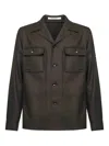 Tagliatore Dark Brown Virgin Wool Twill Gbarrow Overshirt In Brown