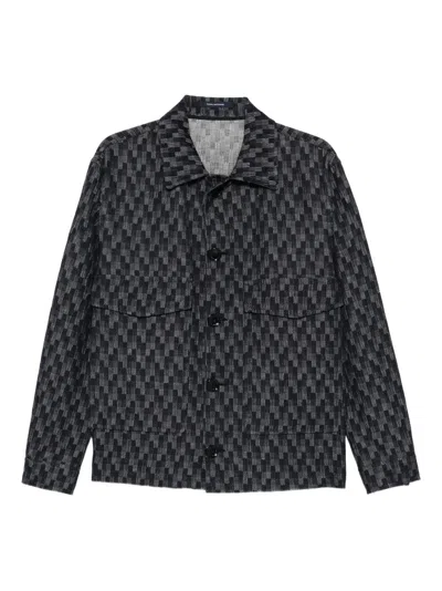 Tagliatore Chest-pockets Patterned Shirt Jacket In Black