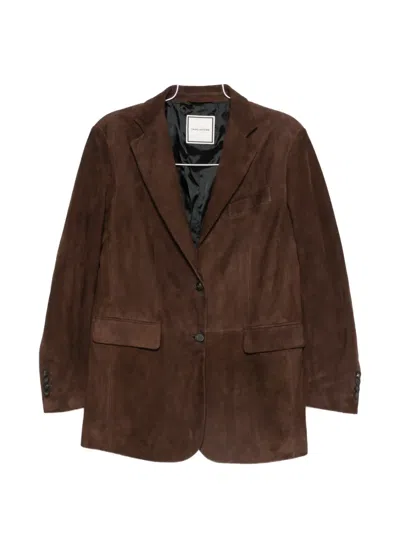 Tagliatore Cilian Suede Notched-lapels Jacket In Brown