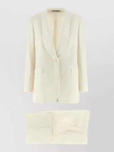 Tagliatore Clarita Tuxedo Dress Notched Lapel Design In White