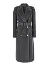 Tagliatore 'jole' Grey Double-breasted Coat With Waist Belt In Grey