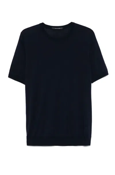 Tagliatore Classic Crew Neck Black T-shirt With Timeless Design In Multi
