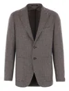Tagliatore Classic Houndstooth Wool Blazer With Notched Lapels And Button Closure In Gray