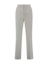 Tagliatore Striped Pattern Trousers With Back And Side Pockets In Gray