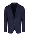 Tagliatore Montecarlo Blue Single-breasted Jacket With Notched Revers In Silk Man In Black