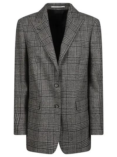 Tagliatore Classic Tailored Plaid Bertha Jacket In Gray