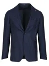 Tagliatore Blazer Wool Blend Textured Fabric In Blue