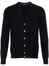 Tagliatore Classic V-neck Wool Cardigan In Black