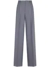Tagliatore Classic Wide-leg Trousers With Subtle Pinstripe In Gray