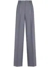 Tagliatore Classic Wide-leg Trousers With Subtle Pinstripe In Gray
