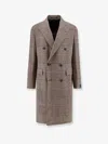 Tagliatore Prince-of-wales Virgin Wool Coat In Beige