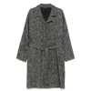 Tagliatore Herringbone Pattern Mid-length Coat Belted In Black