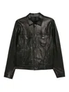 Tagliatore Long Sleeved Buttoned Leather Jacket In Black