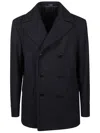 Tagliatore Blue Wool Blend Short Double-breasted Coat In Blue