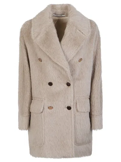 Tagliatore Lapel Coat In Neutral