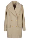 Tagliatore Double Breasted Short Coat In Brown