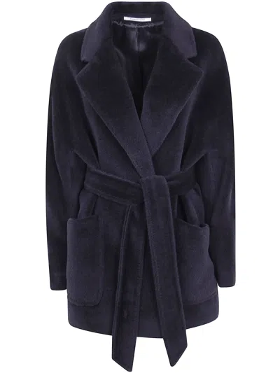 Tagliatore Denise Belted Double-breasted Coat In Gray