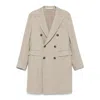 Tagliatore Double-breasted Herringbone Coat With Wide Lapels In Neutral