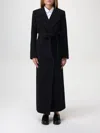Tagliatore Virgin Wool Blend Belted Midi Coat In Schwarz