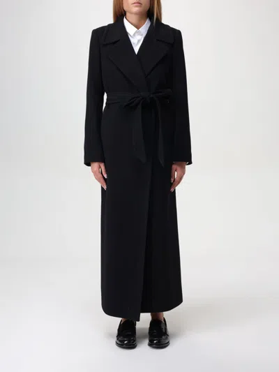 Tagliatore Virgin Wool Blend Belted Midi Coat In Schwarz