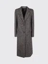 Tagliatore Herringbone Long Sleeve Coat Side Pockets In Animal Print