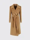 Tagliatore Long Coat With Belt In Brown