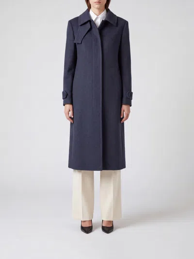 Tagliatore Coat Woman Color Grey In Blue