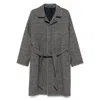 Tagliatore Long Checkered Coat Belted Waist