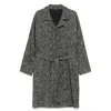 Tagliatore Herringbone Pattern Mid-length Coat Belted