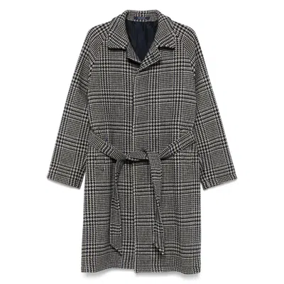 Tagliatore Check-print Coat In Gray