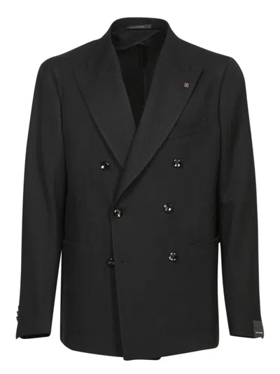 Tagliatore Double-breasted Blazer With Sharp Lapels And Refined Silhouette In Black