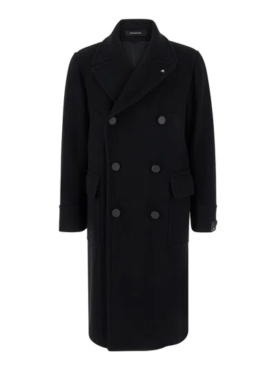 Tagliatore Long Length Double-breasted Notch Lapel Front Pockets In Black
