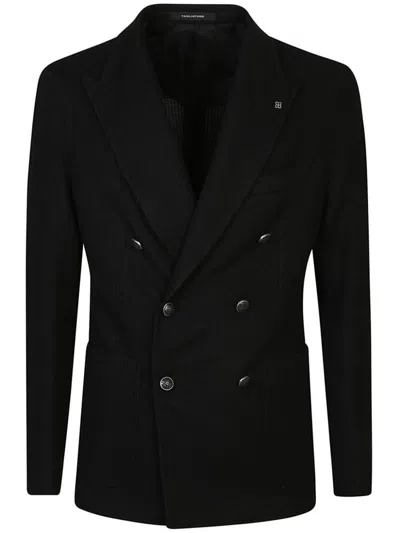 Tagliatore Jacquard Double-breasted Blazer In Black