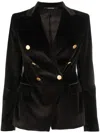 Tagliatore Jalicya Velvet Double-breasted Blazer In Brown