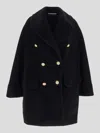 Tagliatore Navy Blue Double-breasted Coat In Multicolor