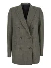 Tagliatore Jasmine Double-breasted Blazer In Houndstooth Wool In Green