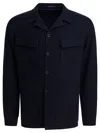 Tagliatore Chest And Side Pockets Collared Long Sleeves In Blue